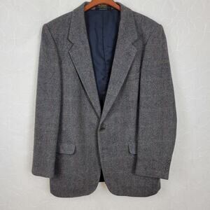 Farah Mens Blazer Gray Wool Western Tweed Herringbone 2-Button Sports Jacket